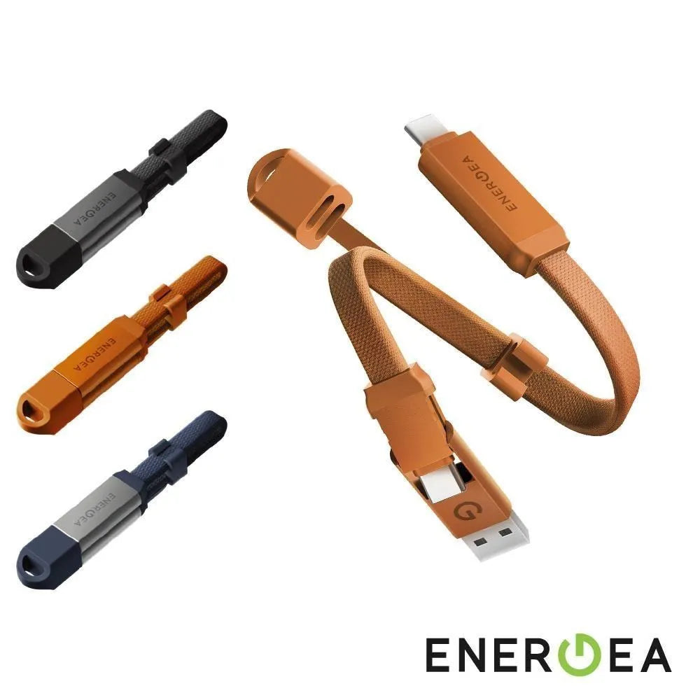 Energea SHEATH KEY, 2-IN-1 C TO C + A CABLE, 480MBPS, 60W, 15CM -ORANGE