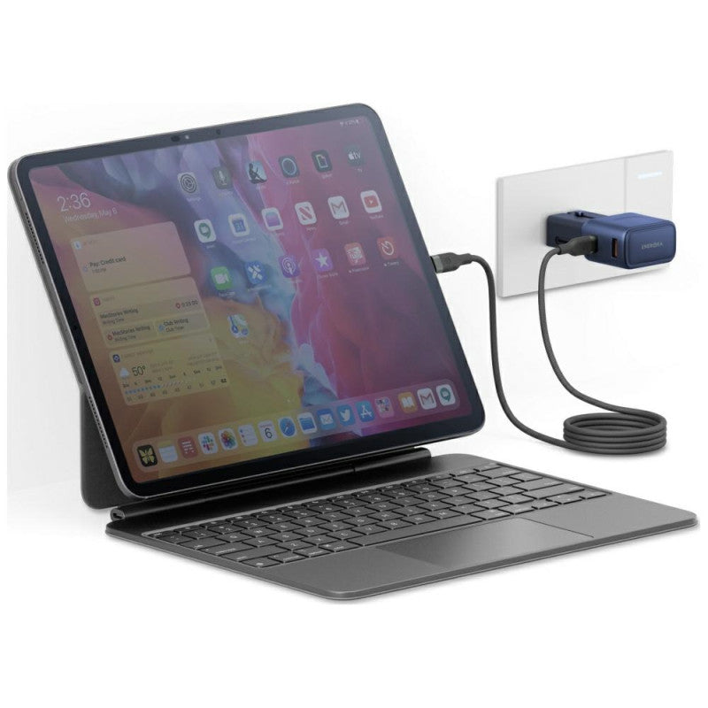 Energea TravelGo 1-Port USB-C & 1-Port USB-A 35W Travel Adapter - Blue