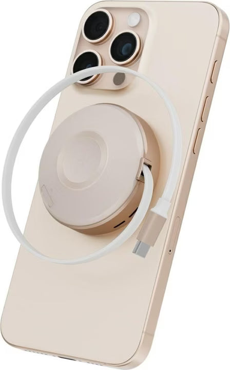 Energea MAGDUO ARC, 2IN1 PHONE AND APPLE WATCH CHARGER WITH RETRACTABLE CABLE- GOLD