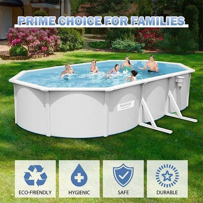 BESTWAY 6.10M X 3.60M X 1.20M OVAL POOL SET (Contents:One Pool, Sand Filter Pump(220-240V),Skimmer,Safety Ladder,Cover,Ground Cloth,ChemConnect Dispenser,Delivered on Pallet) 56369 (Installation Not Included)