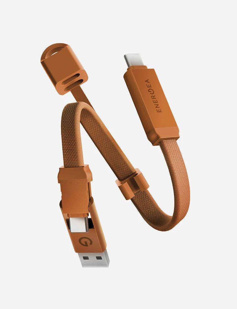 Energea SHEATH KEY, 2-IN-1 C TO C + A CABLE, 480MBPS, 60W, 15CM -ORANGE