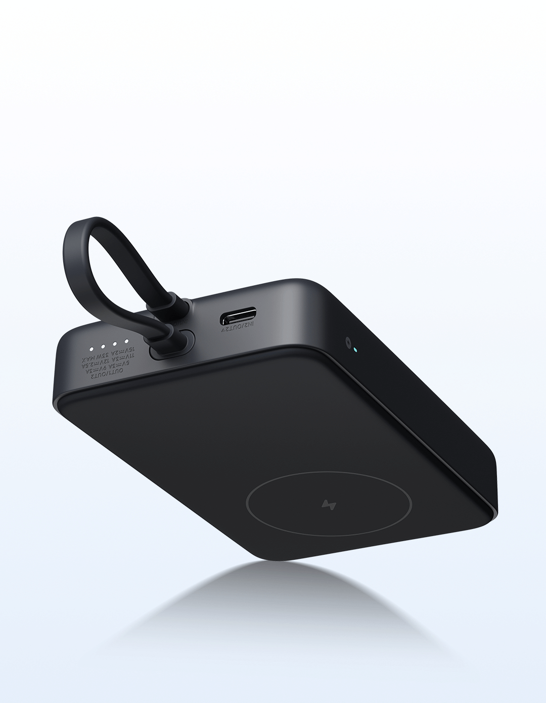 باور بنك شاومي مغناطيسي بقدرة 33 واط سعة 10000 مللي أمبير كابل مدمج لون رمادي