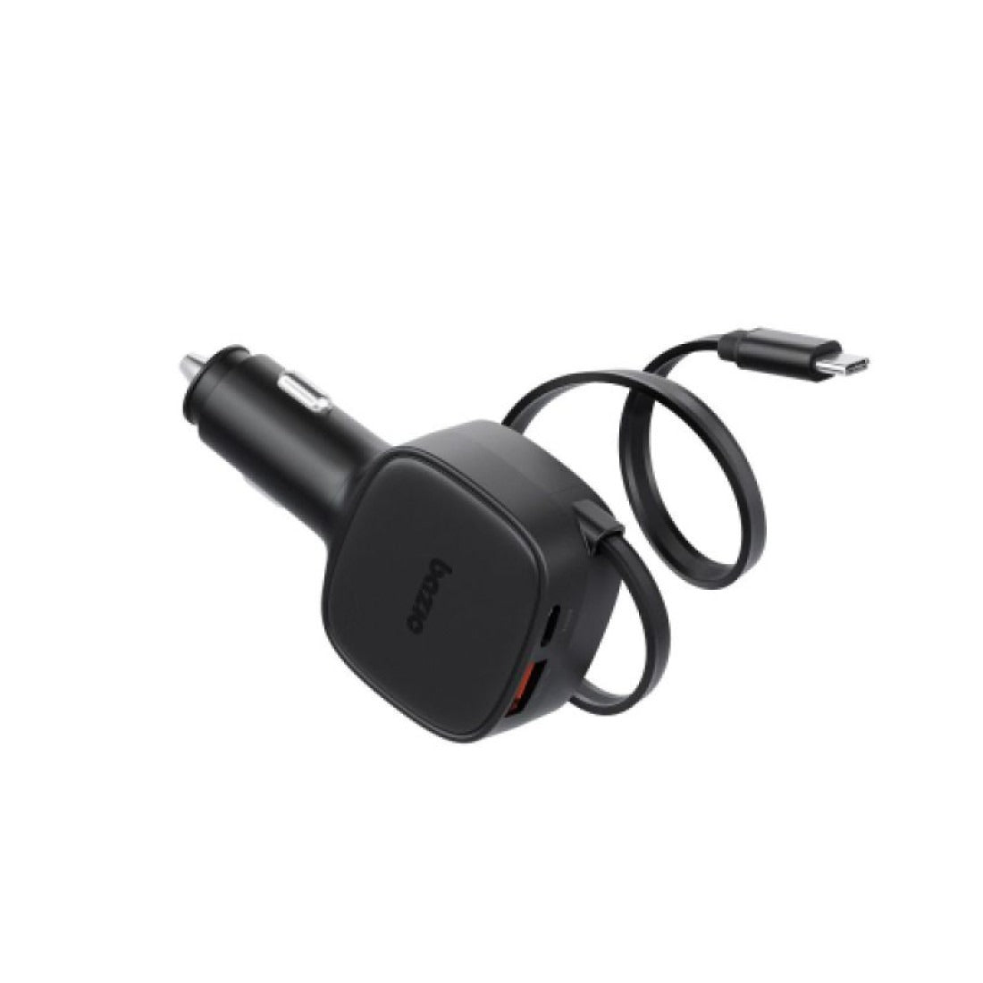 BAZIC GODRIVE LOOP 84, 1C1A CAR CHARGER WITH 75CM RETRACTABLE USB-C CABLE - BLACK