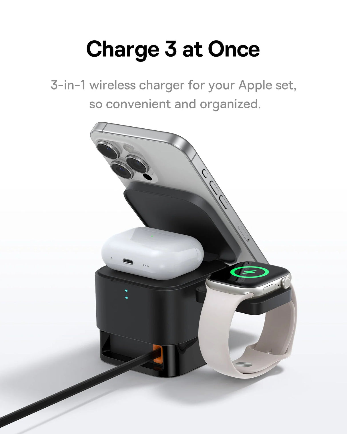 Baseus MagPro 3-in-1 Qi2 Magnetic Wireless Charger 25W - Cosmic Black