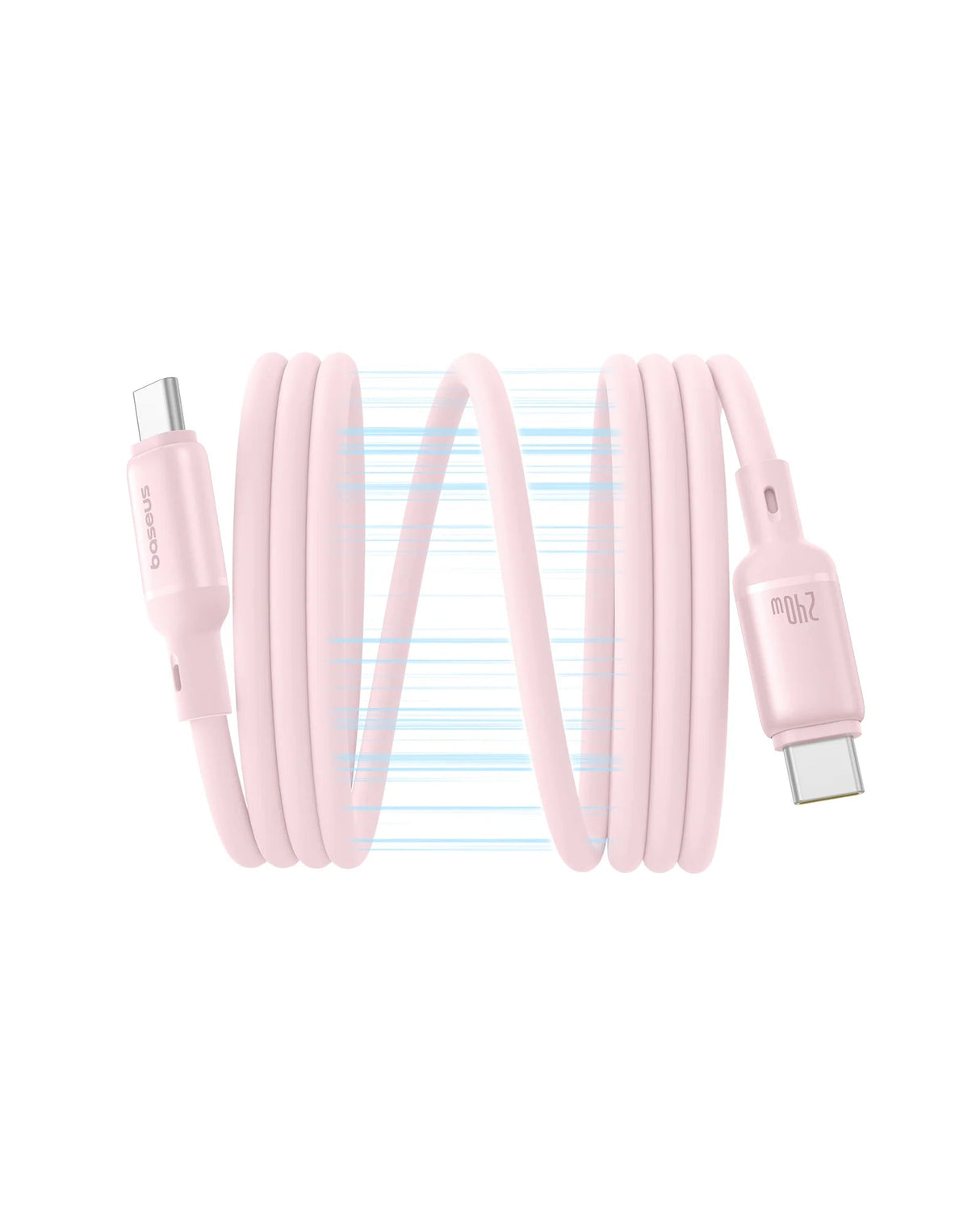 كابل بيسيوس بيكو جو مغناطيسي من السيليكون السائل للشحن السريع USB-C إلى USB-C بقدرة 240 واط وطول 1 متر – وردي فاتح