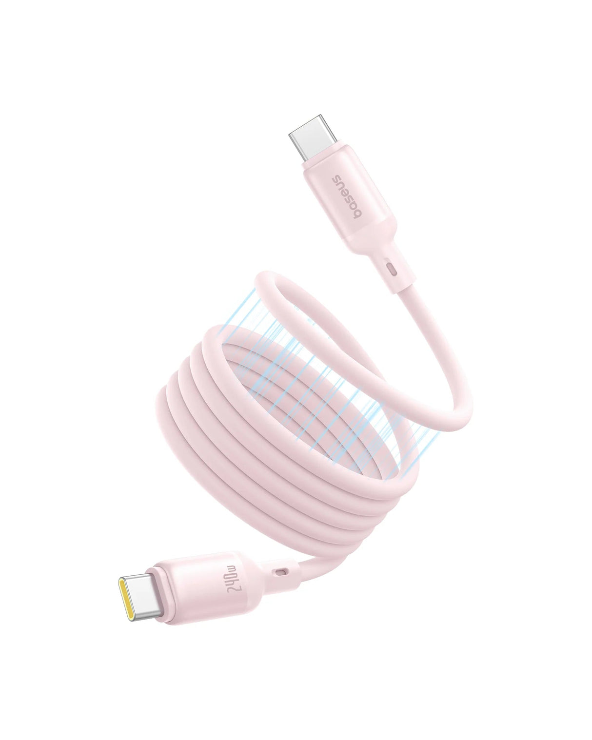 كابل بيسيوس بيكو جو مغناطيسي من السيليكون السائل للشحن السريع USB-C إلى USB-C بقدرة 240 واط وطول 1 متر – وردي فاتح