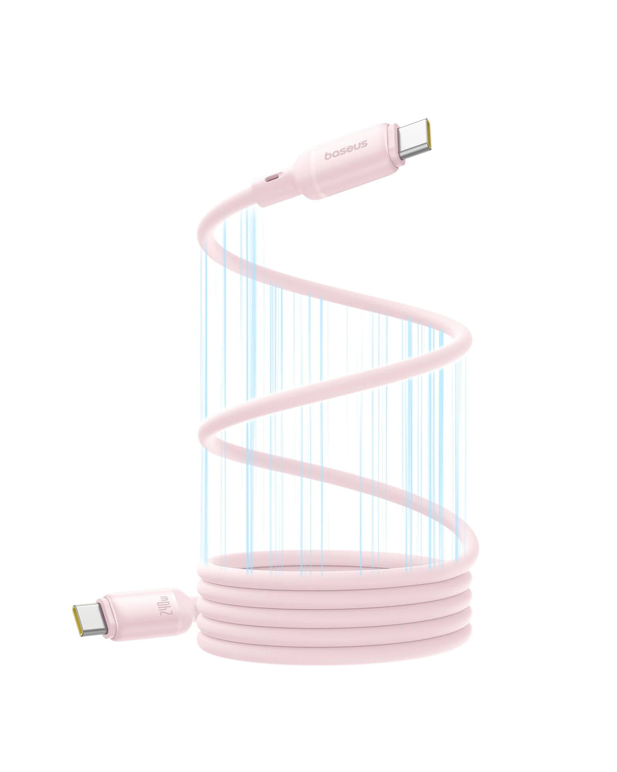 كابل بيسيوس بيكو جو مغناطيسي من السيليكون السائل للشحن السريع USB-C إلى USB-C بقدرة 240 واط وطول 1 متر – وردي فاتح