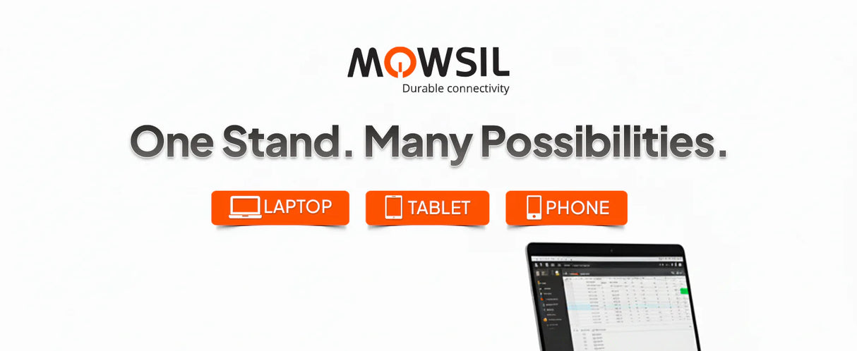 Mowsil 3-in-1 Magnetic Universal Laptop, Tablet & Phone Stand with Foldable aluminum alloy Desktop Holder, Adjustable Heights & Viewing Angles for MacBook, iPad, iPhone, Surface & More