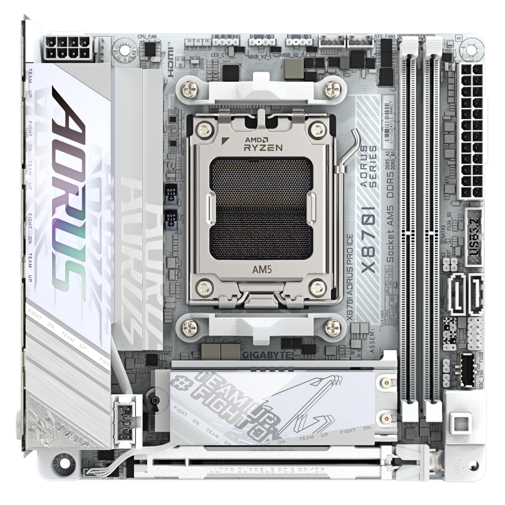 GIGABYTE AORUS X870I PRO ICE DDR5 AM5 Mini-ITX Motherboard - White
