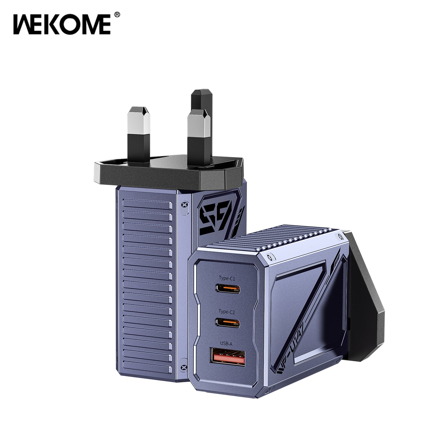 WEKOME WP-U147 Vanguard Series Mecha GaN Charger 65W(UK) - Tarnish