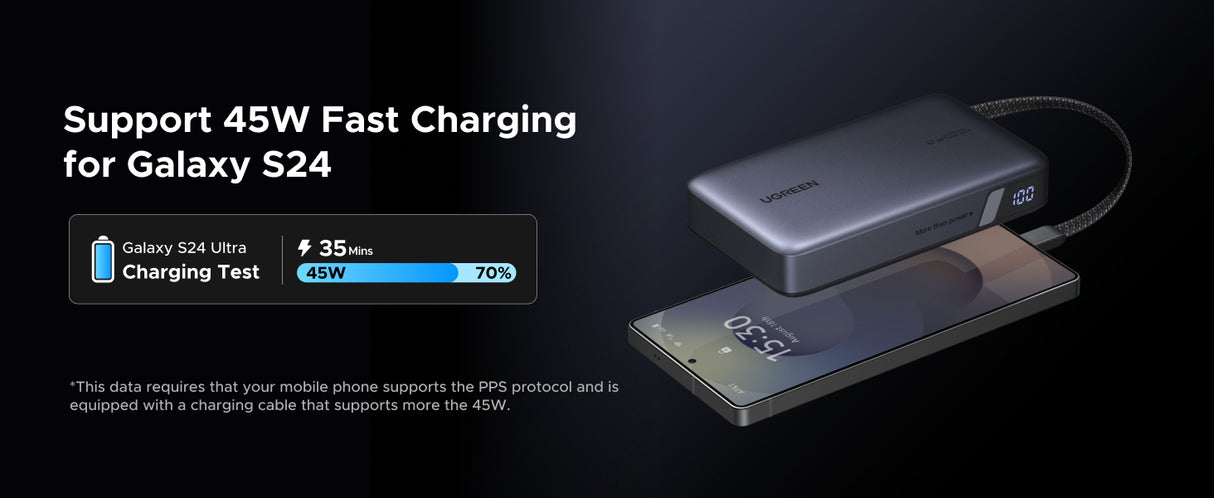 UGREEN Nexode Power Bank 20000mAh 67W with Built-in USB-C Cable - PB550