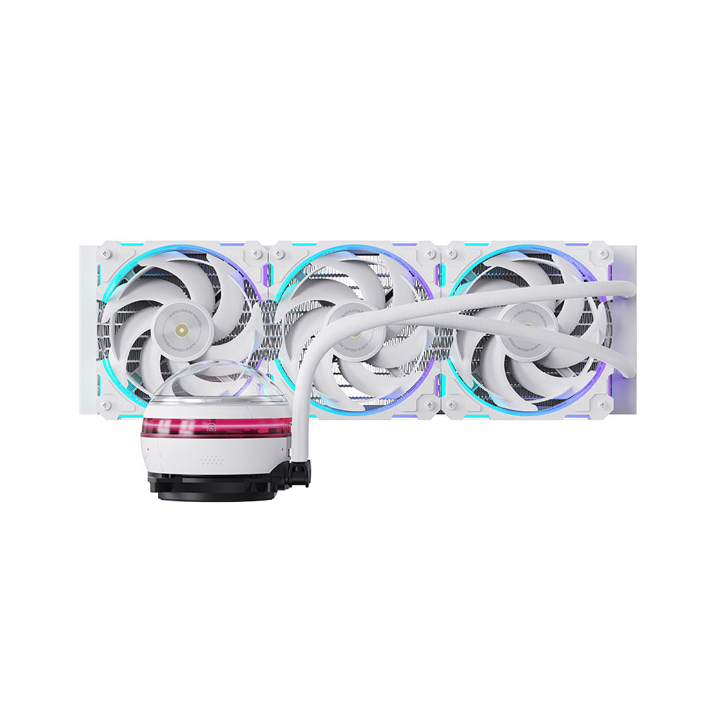 Alseye W360-L-W 360mm AIO Liquid Coolers, 320W TDP low noise ARGB pump with 2.1 inch screen - White