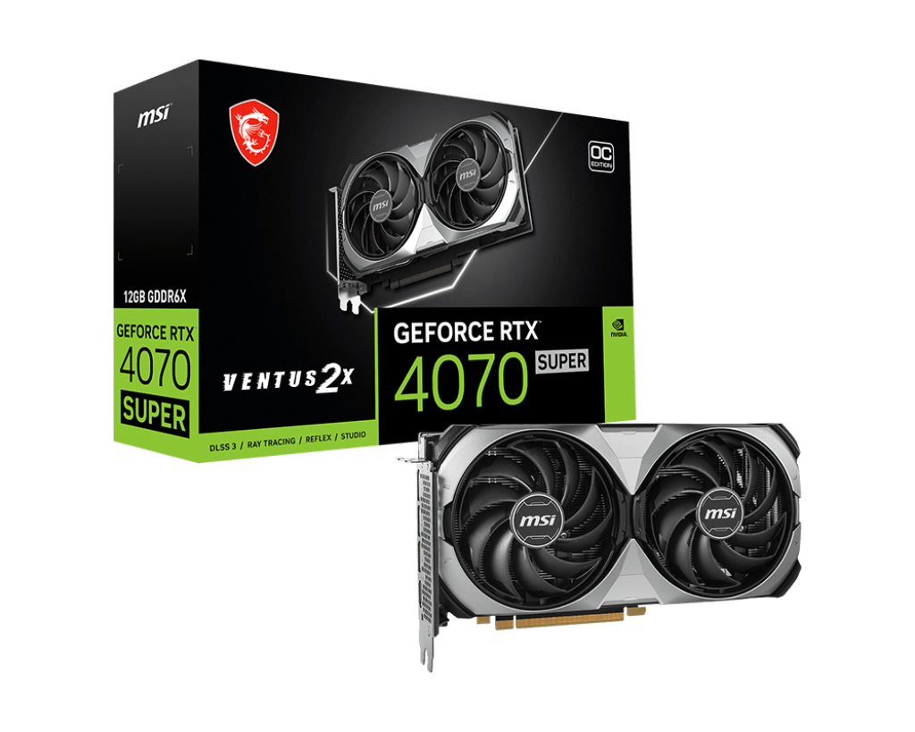 MSI NVIDIA GEFORCE 4070 SUPER VENTUS 2X OC 12GB Graphic Card - Black