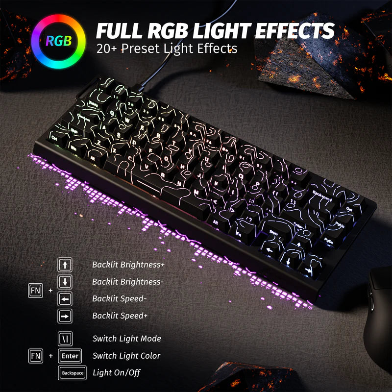 ATTACK SHARK X68 60% Wired 8KHz HE Rapid Trigger Keyboard (Magnetic Switch) - Black Contours