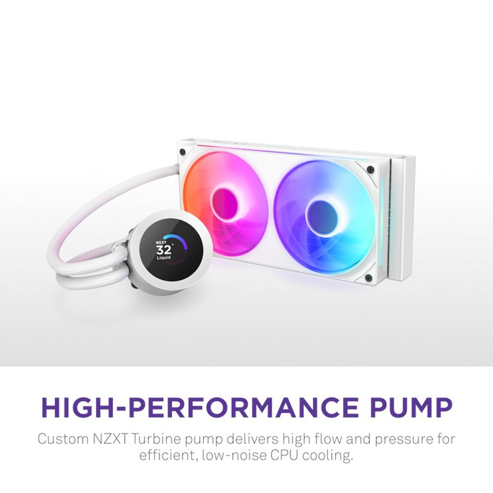 Nzxt Krakrn Plus 240 RGB 240mm AIO Liquid Cooler With 1.54" LCD & RGB Fans - White