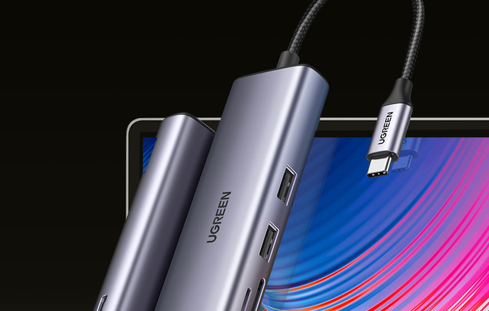 Adapter Hub UGREEN, USB-C to 2x USB 3.0, HDMI 4K30Hz, RJ45, SD/TF (CM512 90568)