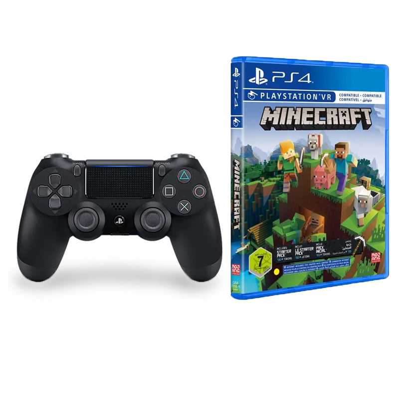 Gaming Bundle PlayStation 4 DualShock 4 Wireless Controller Black with Minecraft for PlayStation 4
