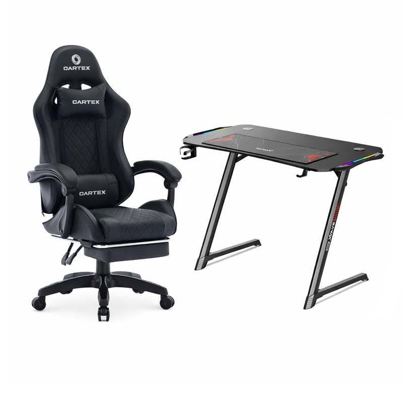 Gaming Furnuture Bundle Offer Oartex OX-1160 Carbon Fiber Gaming Table + Oartex Model LD034 Gaming Chair - Black