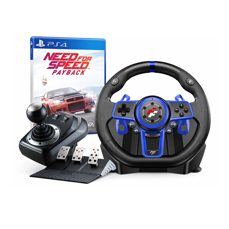 Gaming Bundle FlashFire Suzuka Wheel 900R F111 including Shifter with Need For Speed Payback Game for PlayStation 4