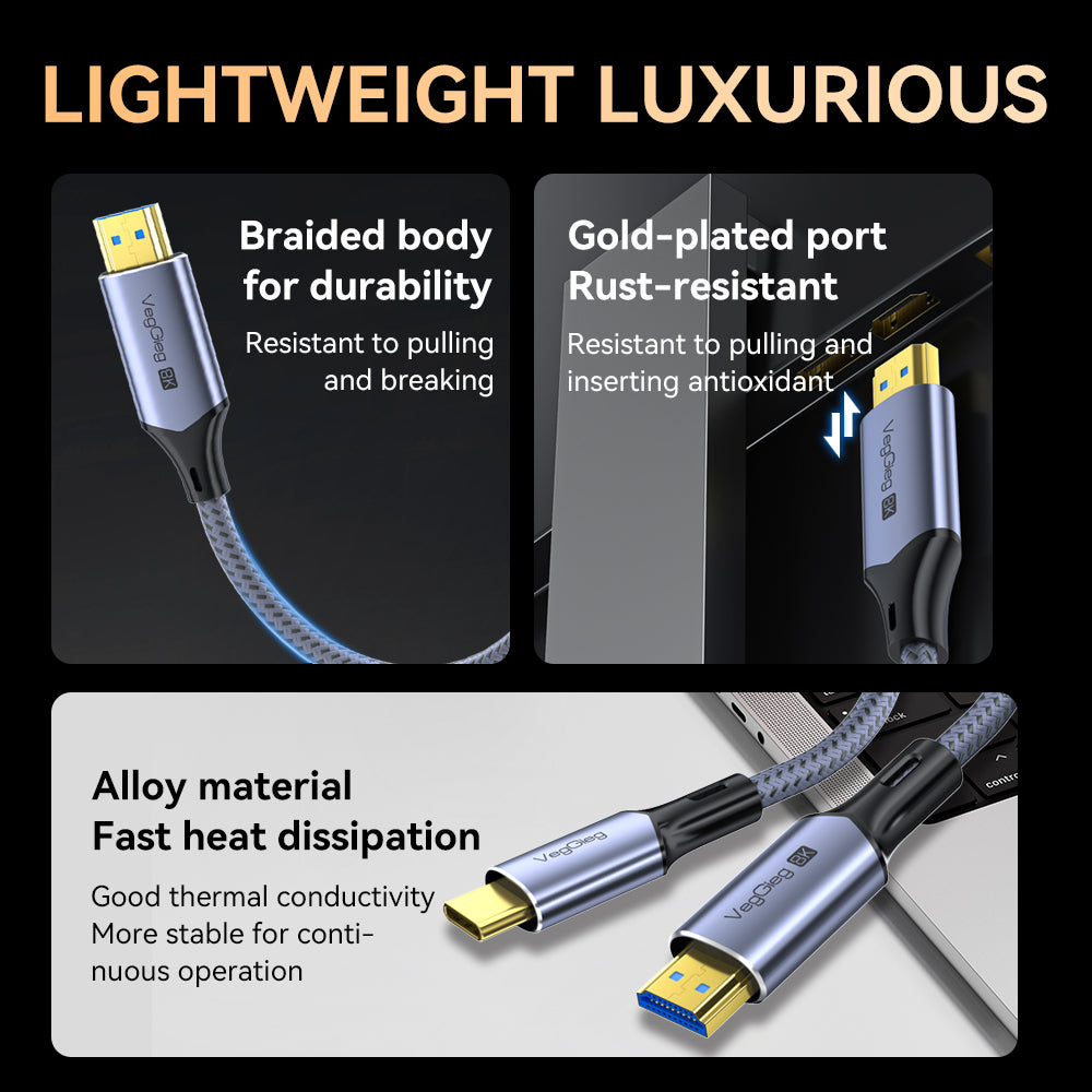 VegGieg USB-C to HDMI M/M 8K Cable Model V-Z104