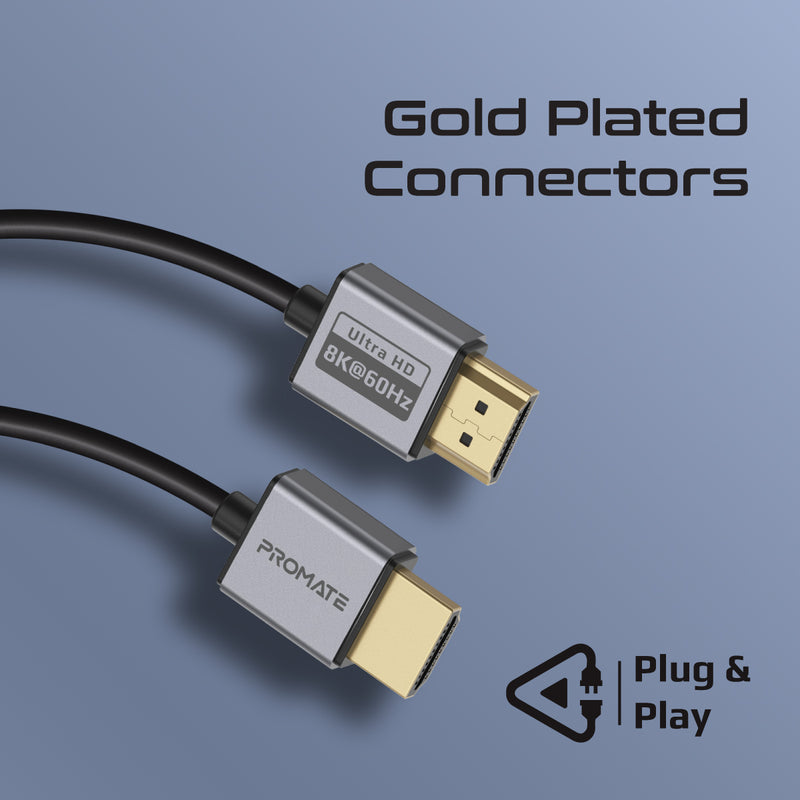 Promate Certified Ultra-High-Speed 8K@60Hz HDMI Cable, 1.5 Meters
