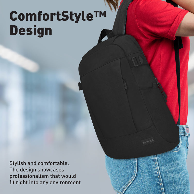 Promate - Birger15.6" ComfortStyle™ Laptop Backpack with Large Compartments