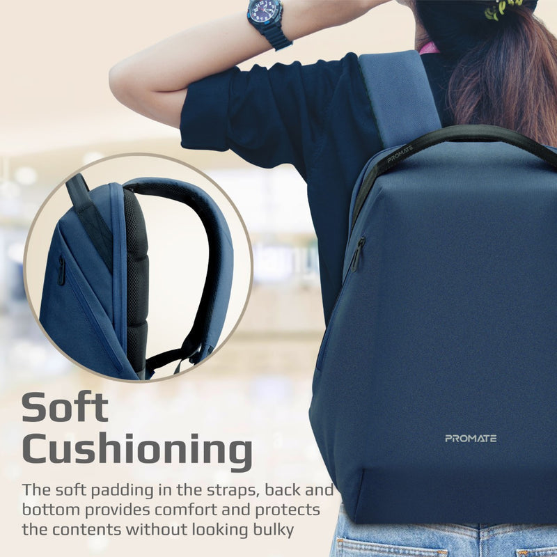 Promate - EcoPack-BP15.6" EcoPakt Lightweight BackPack, Blue