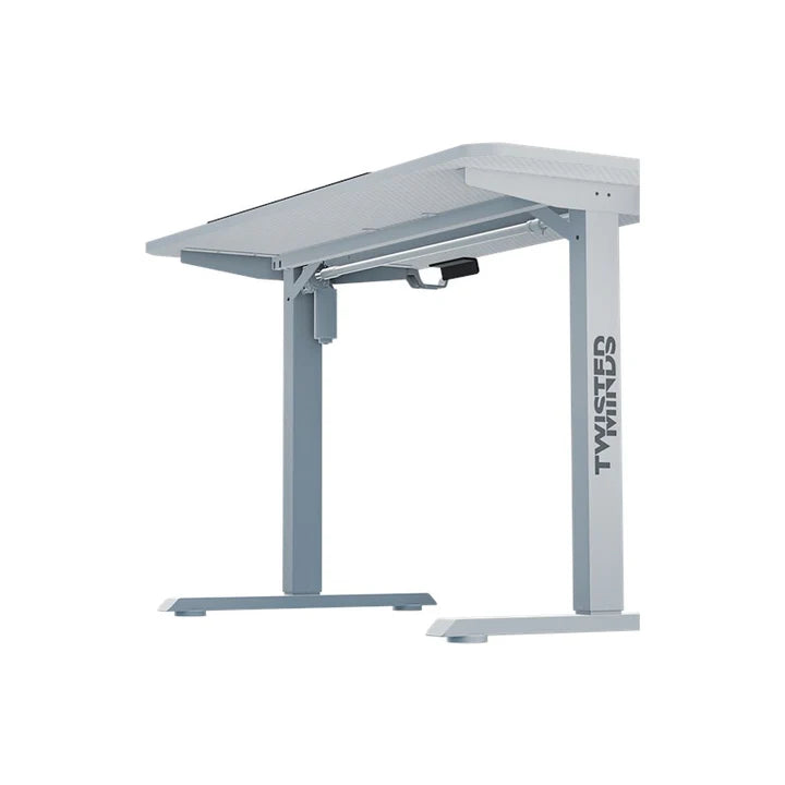 Twisted Minds Paradox Adjustable Gaming Desk, 120x60 cm,with Cup Shelf, Headphone Hook & Mousepad - White (Installation Not Included)
