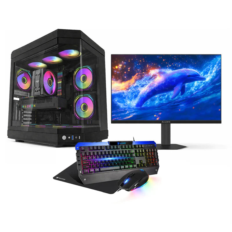 Custom Gaming PC Bundle Intel Core i7-12700F, RTX 5060 Ti 8GB, 16GB RAM DDR5, 1TB NVMe, with 27" 2K Monitor & 4-in-1 Gaming Kit