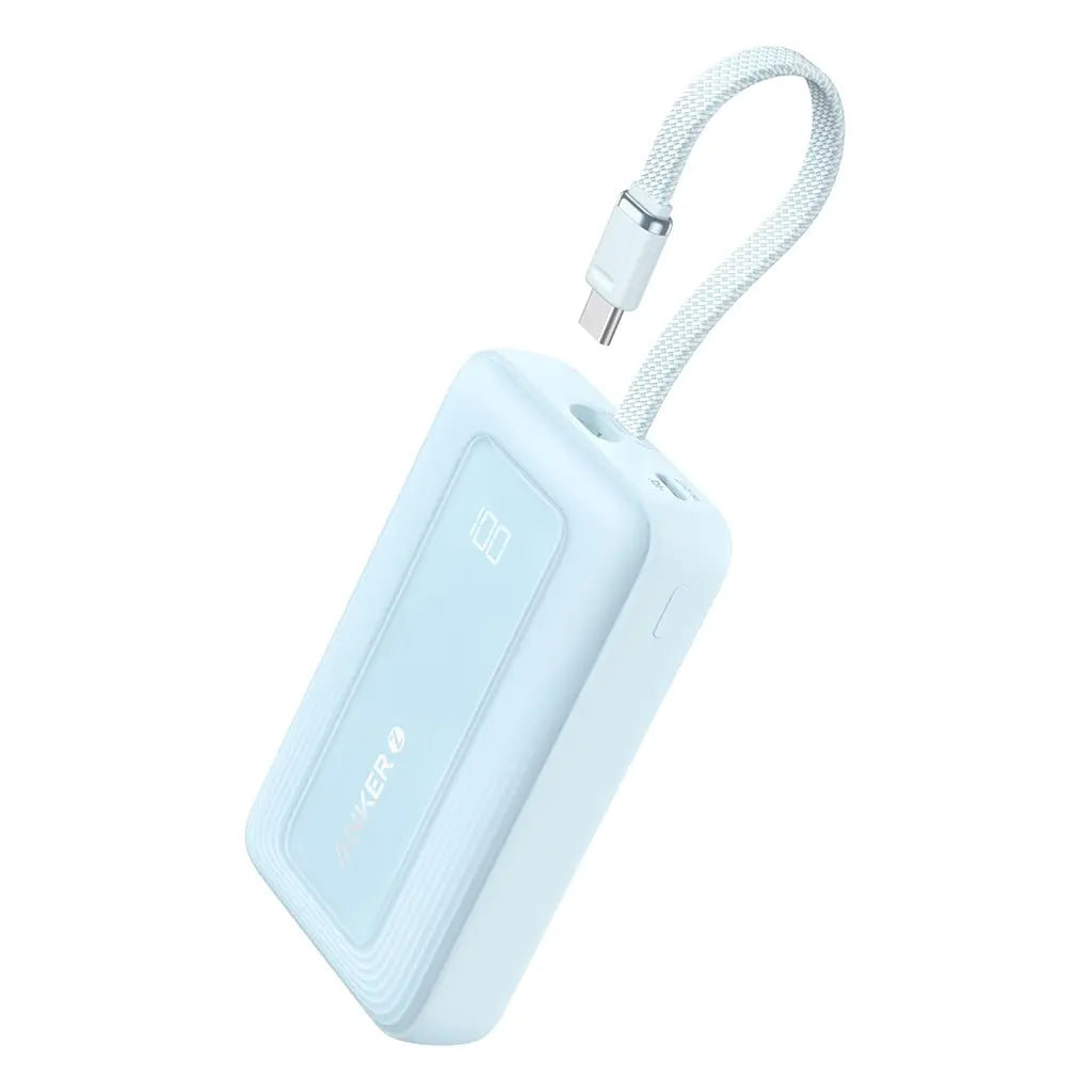 Anker Zolo Power Bank (20K, 30W, Built-In USB-C Cable) A1689H31 - Blue