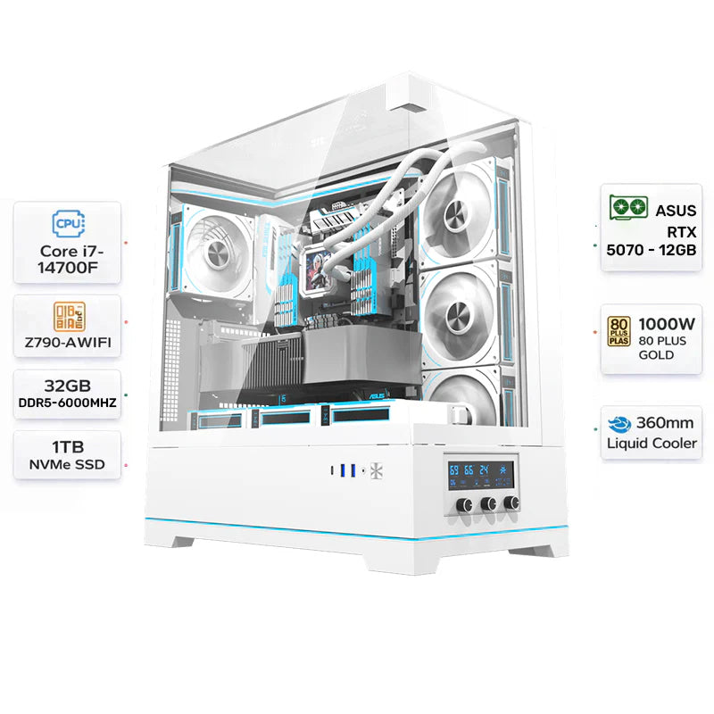 Custom Gaming PC Intel Core i7-14700F, Asus Prime RTX 5070 12GB, 32GB DDR5 6000MHz, 1TB NVMe, Windows 11 Pro
