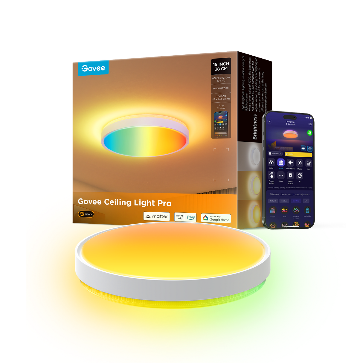 Govee 38cm RGBICWW Smart Ceiling Light Pro - H60A6