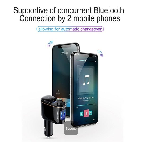 FM transmitter for car 2x USB, Bluetooth and locomotive Car charger Baseus (open box)
