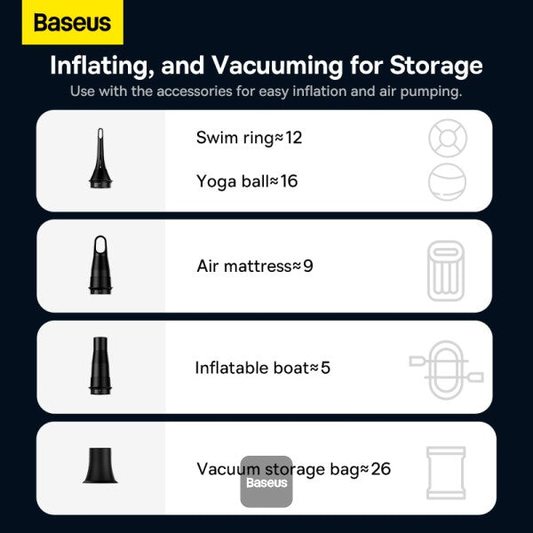 مكنسة سيارة بيسيوس A3 لايت بقوة شفط 12000 باسكال – أسود