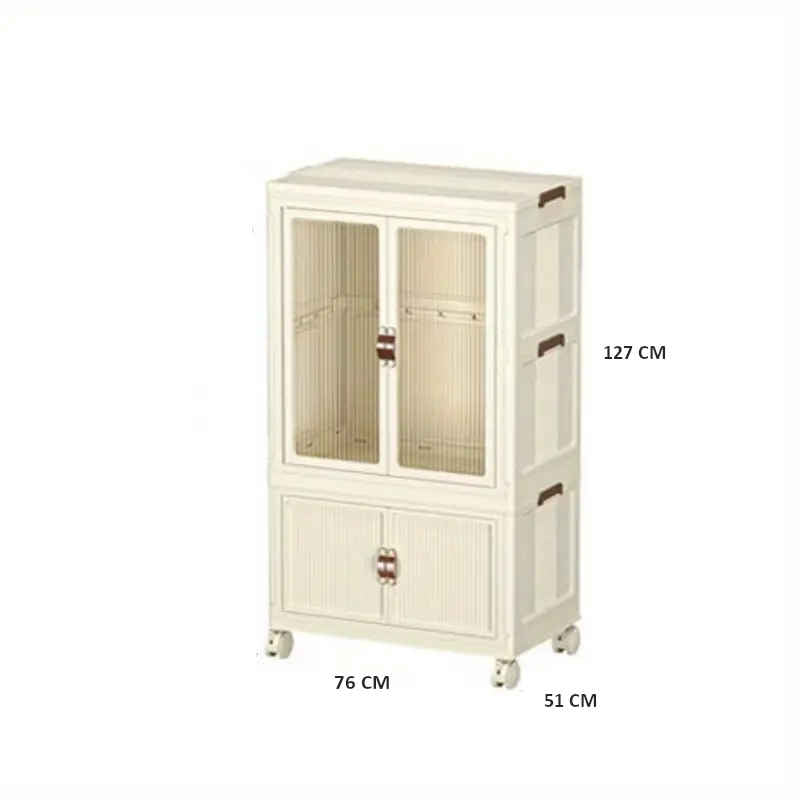 Home Kid Clothes Toy Organizer Folding Plastic Storage box Cabinet with 10 clothes hanger  76X51X127 CM