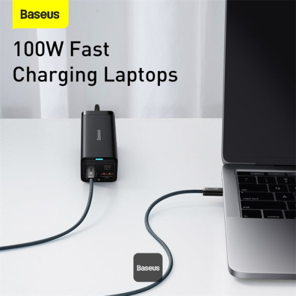 كابل Baseus الجديد المضفر للشحن السريع USB-C إلى USB-C بقدرة 100 واط وطول 2 متر - أسود