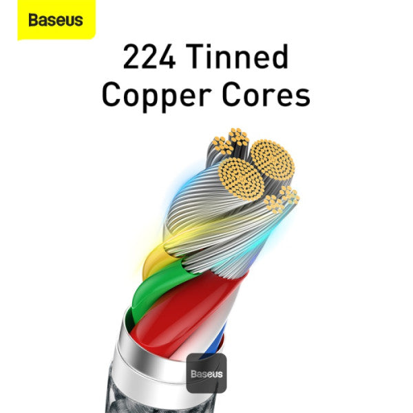 كابل Baseus الجديد المضفر للشحن السريع USB-C إلى USB-C بقدرة 100 واط وطول 2 متر - أسود