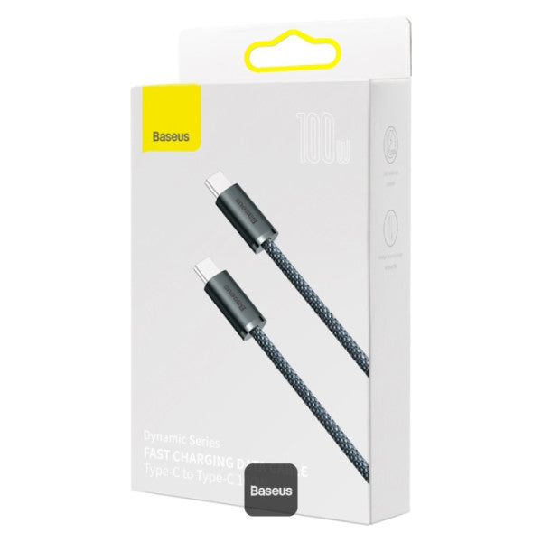كابل Baseus الجديد المضفر للشحن السريع USB-C إلى USB-C بقدرة 100 واط وطول 2 متر - أسود