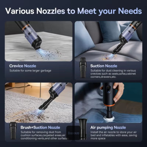 Baseus A5 Car Vacuum Cleaner (16000pa) - Cluster Black