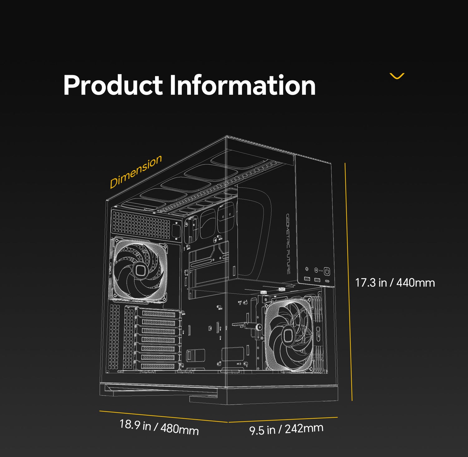 Geometric Future Model 5 Mid Tower Glass Case with 5 Fans - White