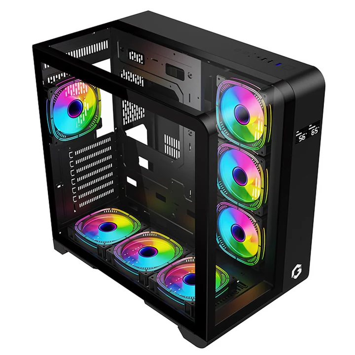 GAMEON INFINITY Series ARGB ATX Mid Tower Gaming PC Case - Black (7 ARGB Fans Included)