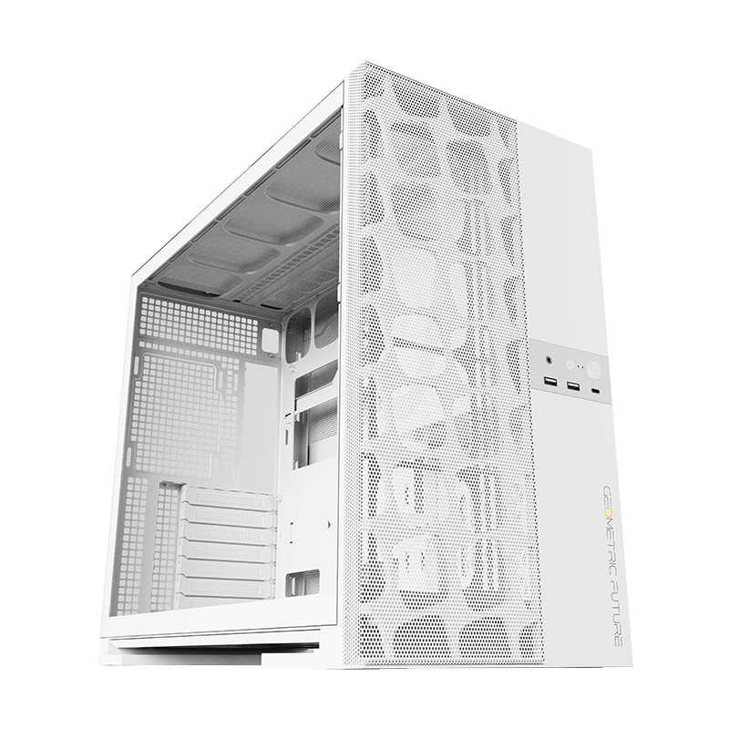 Geometric Future Model 5 Vent Mesh Mid Tower Case with 2503-140mm fan x5 - White