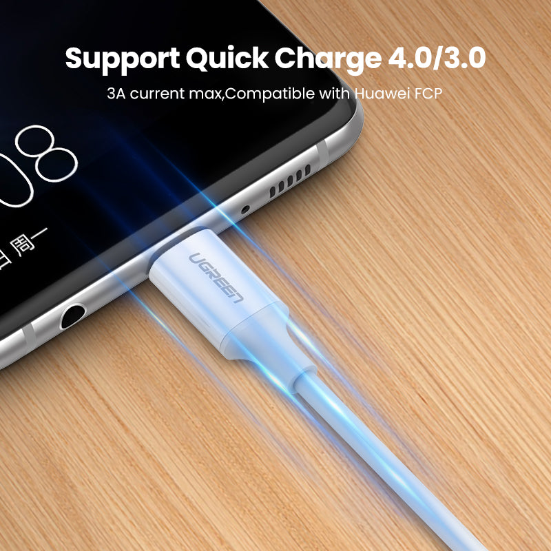 يوجرين USB 2.0 كابل USB-C إلى USB-C بقوة 60 واط غلاف ABS 1 متر أبيض — US264-60518