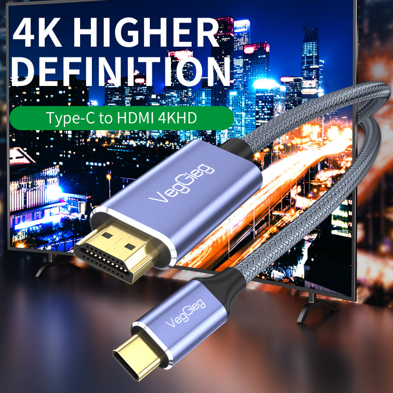 VegGieg USB-C to HDMI M/M 4k/60HZ 2 Meters Cable Model V-Z625