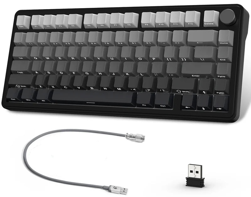 لوحة مفاتيح ميكانيكية ATTACK SHARK X85 بتصميم 75% مع اتصال Tri-Mode وتركيب Gasket-Mounted - Gradient Black White Jade Switch