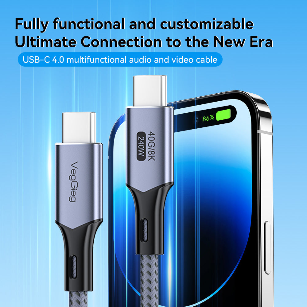 VegGieg USB4 Cable (USB C TO C 240W) Thunderbolt 4 8K 60Hz