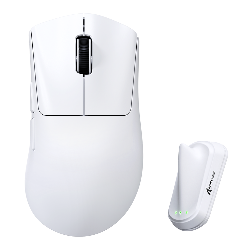 ATTACK SHARK V8 Ultra-Light Ergonomic Right-handed Ergonomic Wireless Gaming Mouse up to 42000 DPI - White