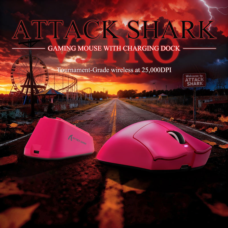 ATTACK SHARK V3PRO Ultra-Light Tri-Mode Gaming Mouse with Charging Dock Up to 25,000 DPI