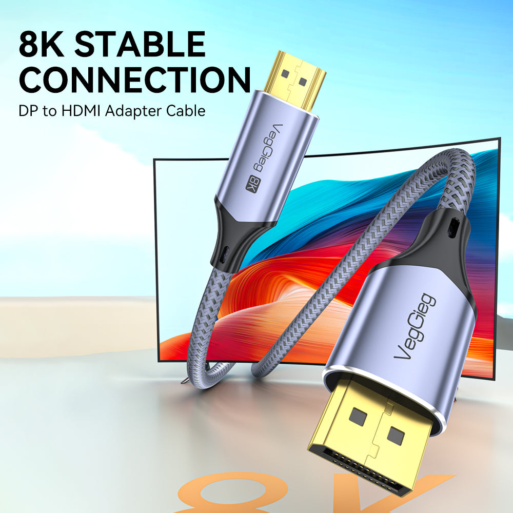 VegGieg DP to HDMI M/M 8K 2 meters Cable Model V-Z103