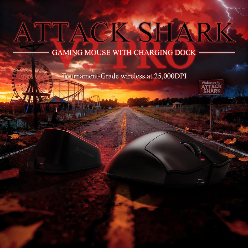 ATTACK SHARK V3PRO Ultra-Light Tri-Mode Gaming Mouse with Charging Dock Up to 25,000 DPI